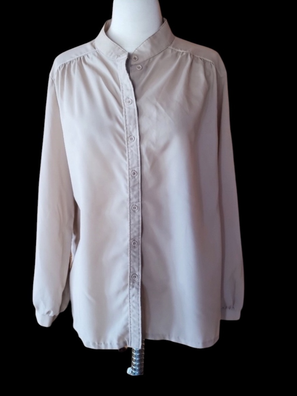1970s Reve Tan Poly/Cotton Blouse‎
